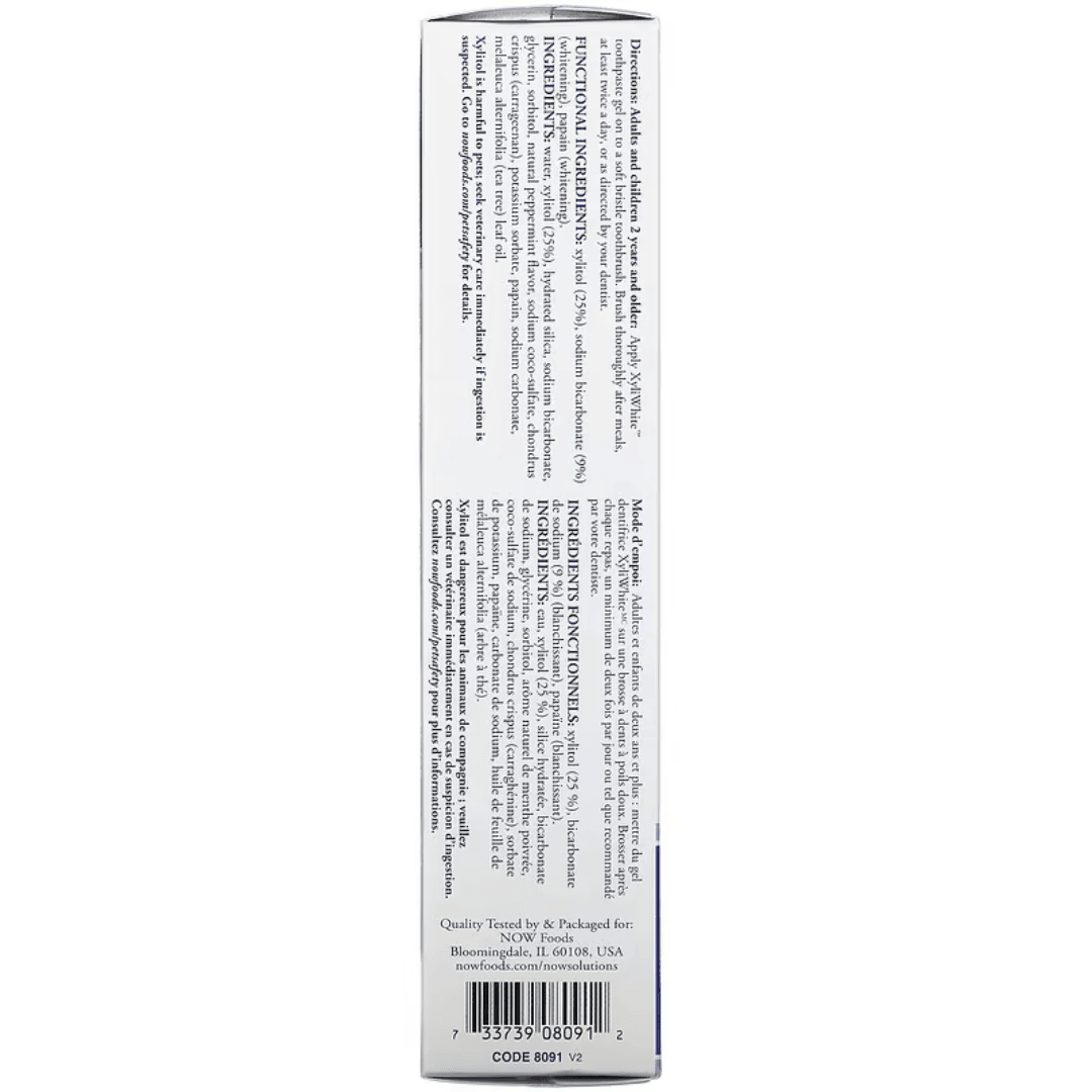 MKSTAVRINOS XyliWhite Platinum Mint toothpaste gel in 6.4 oz tube, showing the mint-flavored mouthwash product.