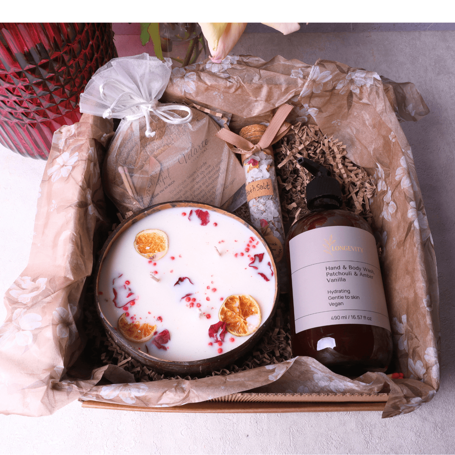 Velarte Ritual Box Rose Serenity Edition featuring elegant packaging with rose-themed chocolates and treats from VELARTE.
