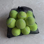 Set of 12 TEMU tennis balls with storage pack, featuring three tennis balls visible inside a compact, portable container.
