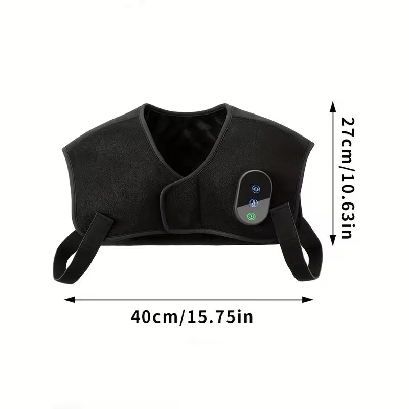 USB-powered portable shoulder and neck massager with heat and vibration therapy by TEMU, showing the compact device with massage nodes.