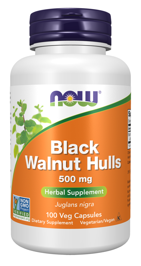 NOW Foods, Black Walnut Hulls 500 mg, 100Veg Capsules