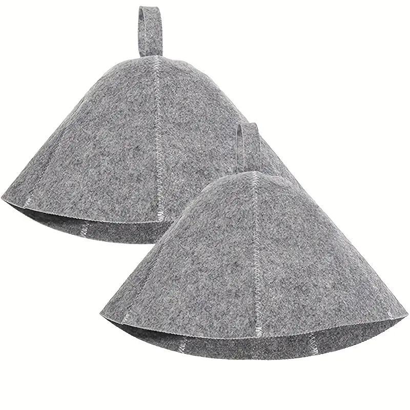 Sauna hat accessory from TEMU, beige fabric thermal cap with adjustable band for sauna or steam room use.