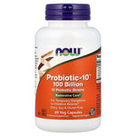 MKSTAVRINOS Probiotic-10 supplement with 100 billion CFUs in 60 vegan capsules, supporting digestive health and immune function.