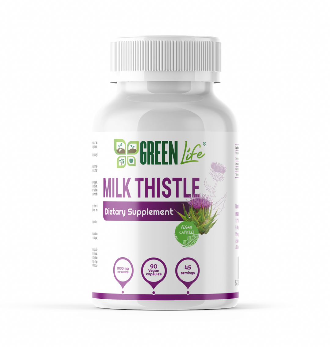 Green Life Milk Thistle — Silybum marianum, 1000mg per serving, 90 vegan capsules