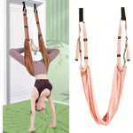 TEMU aerial yoga rope with elastic band for home fitness, supports low back stretches, handstands, and dance yoga exercises.