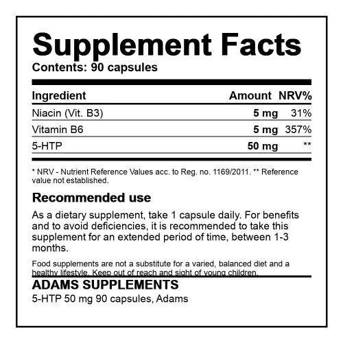 Συμπληρώματα Adams, 5-HTP 50mg