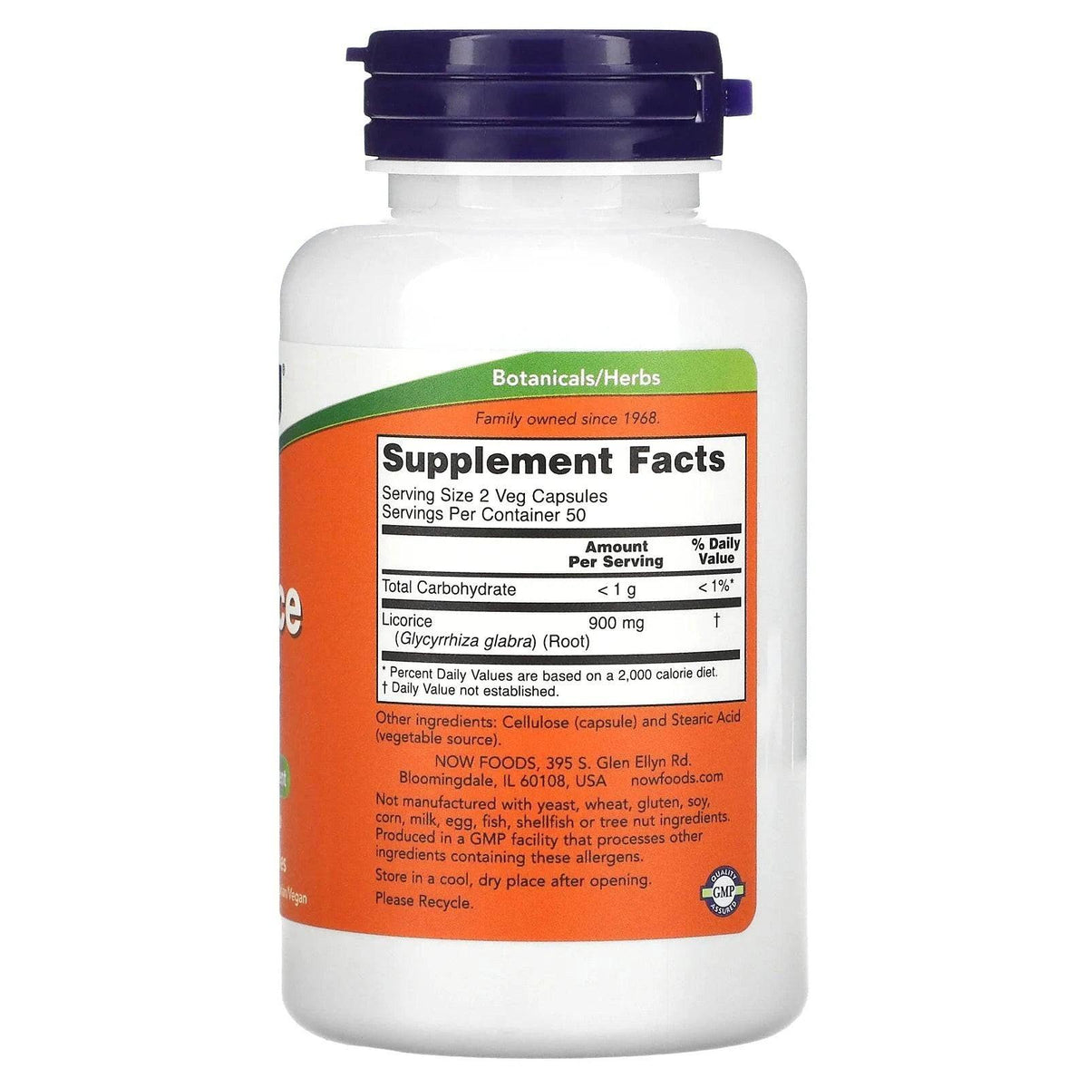 MKSTAVRINOS Licorice Root supplement in 100 vegan capsules, each containing 450 mg of licorice root extract.