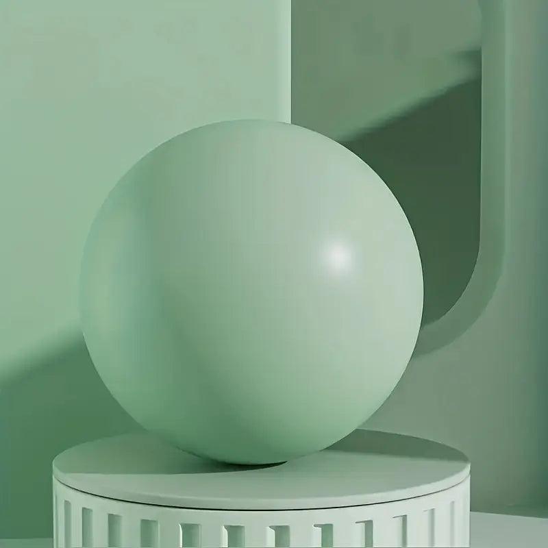 TEMU premium thick Pilates ball, 24.99cm diameter, exercise accessory shown in vibrant green color on a white background.