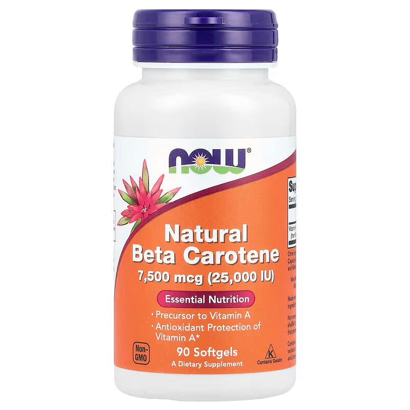NOW Foods, Natural Beta Carotene, 7,500 mcg (25,000 IU), 90 Softgels