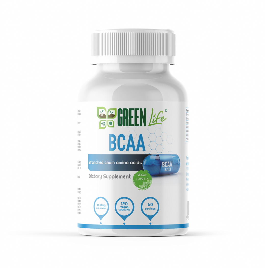 Green Life, BCAA 2:1:1, 1000mg, 90 servings, 120 vegan capsules| 60 Servings