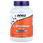 MKSTAVRINOS NOW Foods L-Ornithine 500 mg vegan capsules, 120 count, supplement for amino acid support, shown in bottle