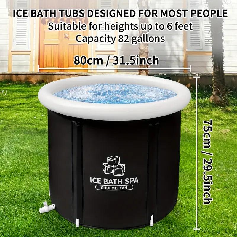 XL portable ice bath tub with insulated cover by TEMU, showing the large tub and its protective insulating lid.
