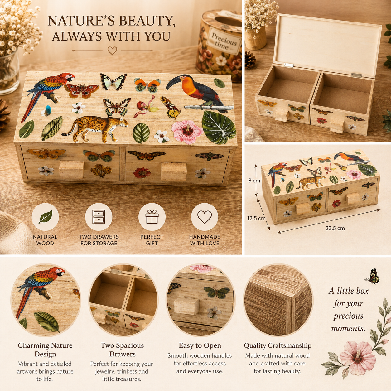 Wild Nature – Young Artist Handmade Wooden Jewellery & Keepsake Box