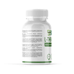 Green Life Cyprus L-Theanine supplement capsules, green bottle with 120 capsules, showing the product label and capsules inside.