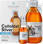 Herbalistas Institut Katharos Premium Colloidal Silver 40ppm in 500mL bottle for hygiene use, clear liquid in a spray bottle.