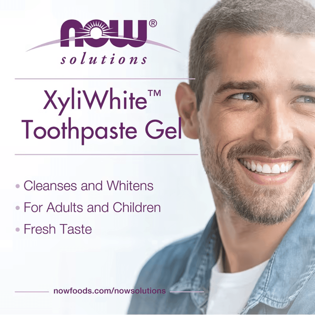 MKSTAVRINOS XyliWhite Refreshmint toothpaste gel in 6.4 oz tube, showing the mint-flavored whitening toothpaste for fresh breath.