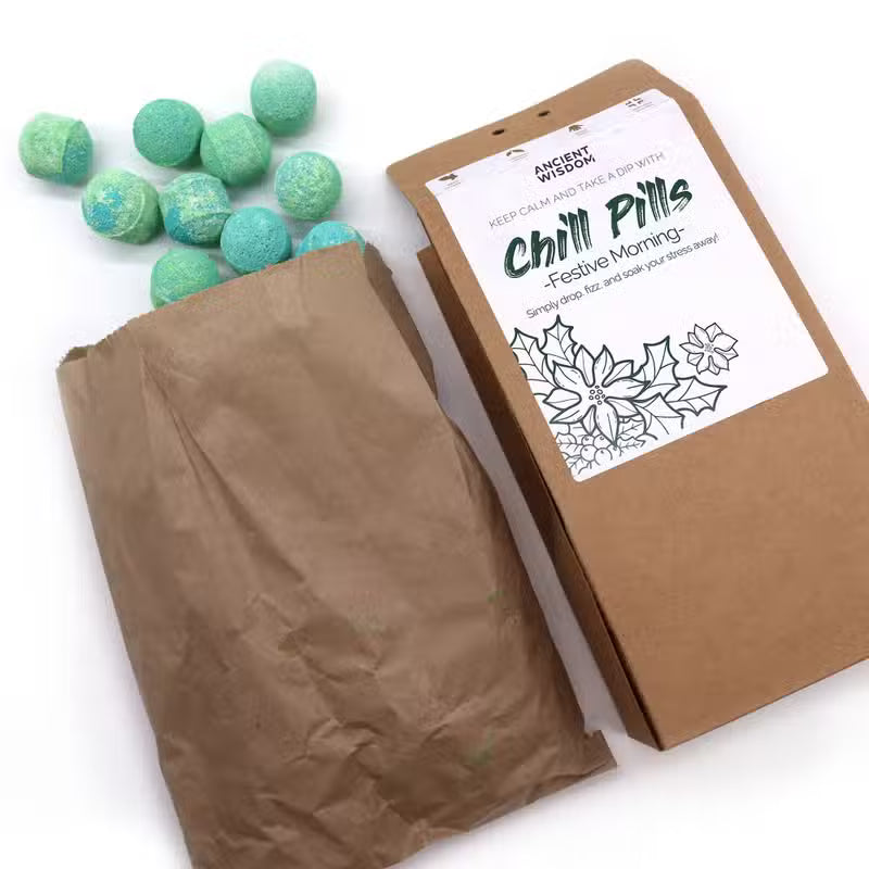 Festive Morning Chill Pills – Handmade Bath Bomb Gift Pack, 350 g