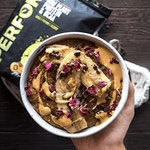 Large container of Vivo Life PERFORM Raw Plant Protein & BCAA protein powder with scoops and label details.