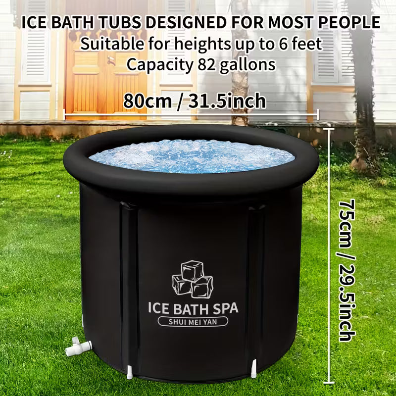XL Portable Ice Bath Tub with insulated cover, designed as a durable accessory for cooling and relaxation.