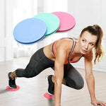 Pair of TEMU core sliders for fitness equipment, compact abdominal strengthening tools with smooth plastic surfaces and non-slip grips.