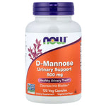 MKSTAVRINOS NOW Foods D-Mannose 500 mg vegan capsules, 120 count, dietary supplement for urinary health.