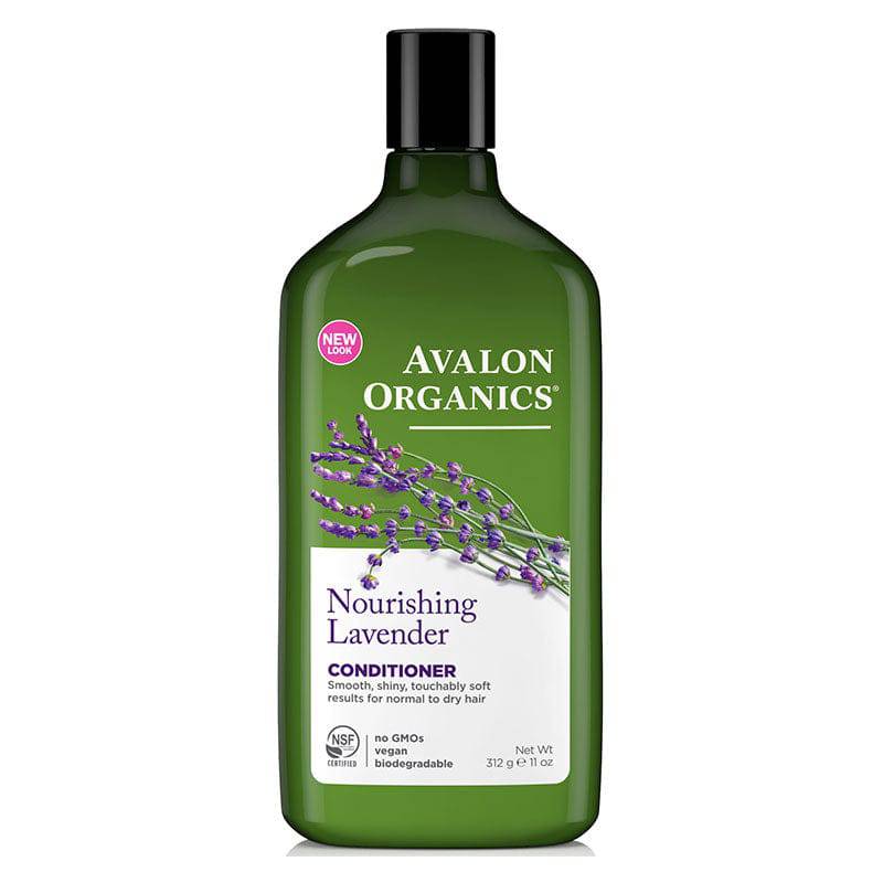 Nourishing lavender conditioner by Avalon Organics in a 11 oz bottle, featuring a lavender-infused formula for healthy hair.