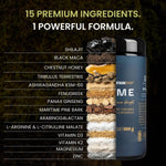Herbalistas Mountaindrop Prime natural testosterone booster supplement in 600g container with label and product details.