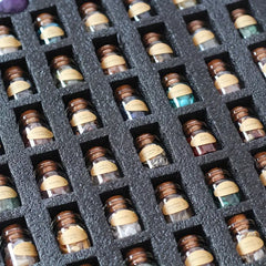 55pcs Natural Crystals Gemstone Bottles Set, Crystal Tumbled Stones Kit For Gift