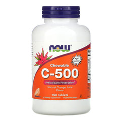 NOW Foods, Chewable C-500, Orange Juice Flavor, 100 Tablets - GREEN LIFE CYPRUS