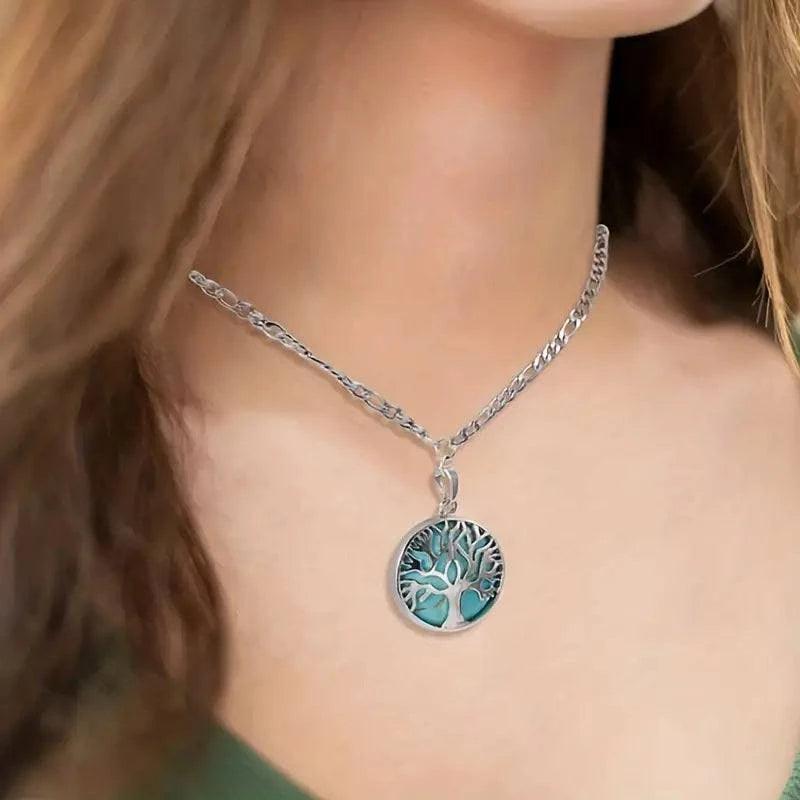 Tree of Life natural stone pendant with energy stone, crystal chakra necklace for women and men, TEMU brand jewelry.