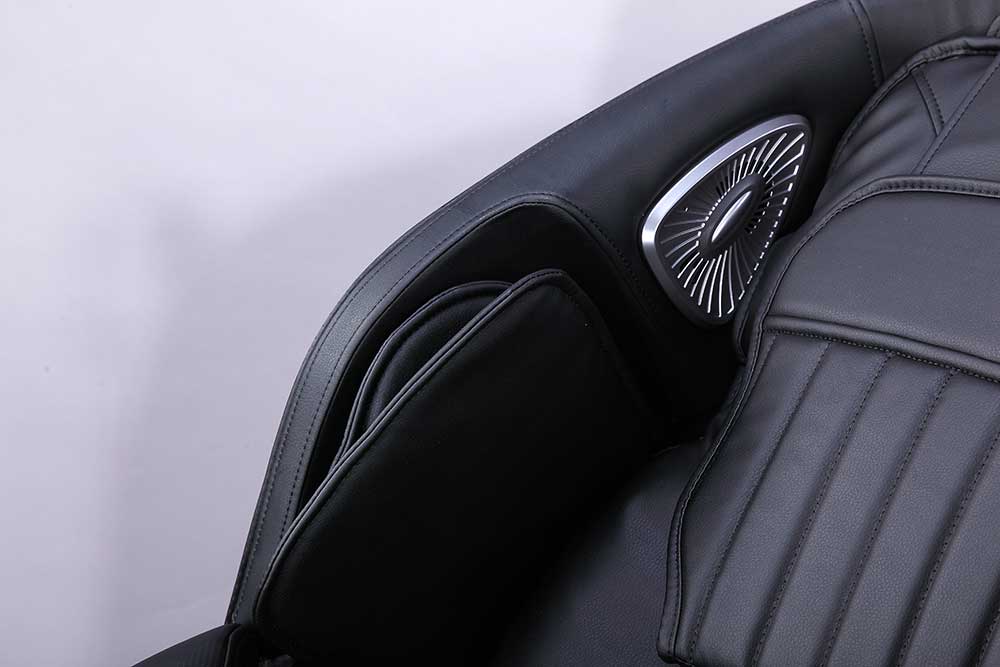 VIKING FITNESS A-310 brown massage chair with cushioned armrests and sleek design, showing the full view of the reclined chair.
