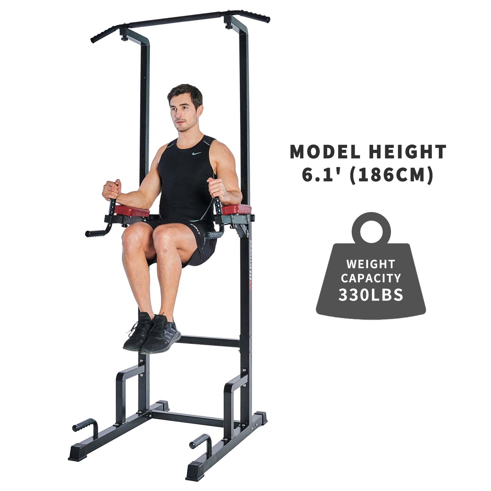 VIKING FITNESS TF-01 pull-up and dip station with sturdy metal frame and padded grips for strength training exercises.