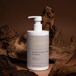 SELNAMED Longevity Sensitive Scalp Shampoo in 400ml bottle, showing brown bottle with label and creamy shampoo inside.
