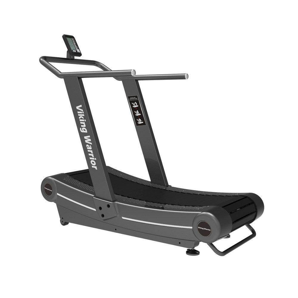 VIKING FITNESS Warrior Curved Fitness Treadmill with digital display and sturdy frame for intense cardio workouts.