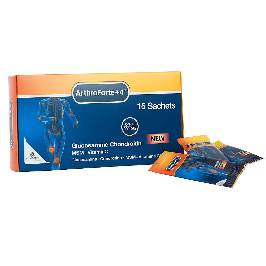 EPTAGON Arthro Forte+4 Advanced Joint Support supplement bottle with label and capsules visible in the image.