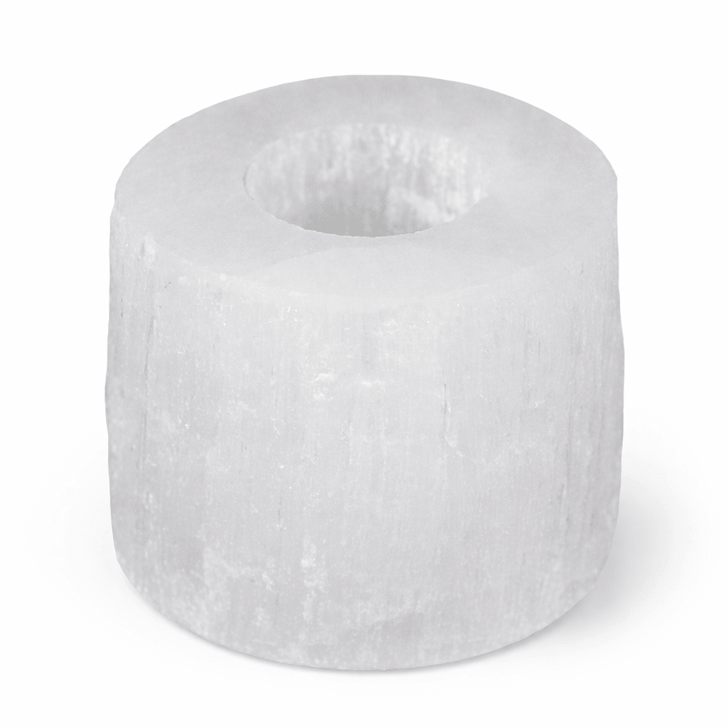 AW Gifts Selenite Cylinder Candle Holder, natural white stone accessory for decorative and ambient lighting display