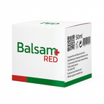 Eptagon Balsam+ RED herbal relief cream jar with red and white packaging, 50ml tube for soothing, intensive herbal skincare.