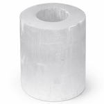 AW Gifts Selenite Cylinder Candle Holder, elegant white mineral accessory with smooth, polished surface for decorative use