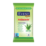 Event antibacterial wet wipes with aloe vera, moisturizing, 15 pcs, in a resealable package, ideal for hand cleaning and hygiene.