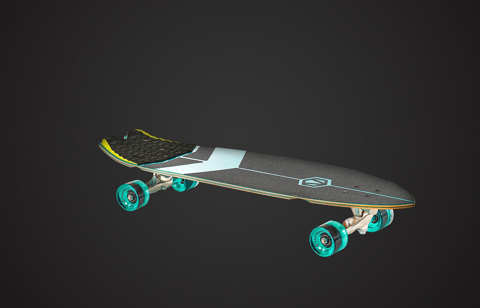 Viking Fitness Forest 34-inch surfskate skateboard by Aztron® with a detailed forest-themed deck design and sturdy trucks.