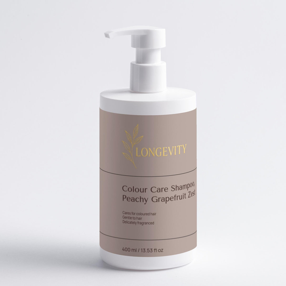 SELFNAMED Longevity Colour Care Shampoo with Peachy Grapefruit Zest, 400ml, featuring a sleek bottle with vibrant label design.
