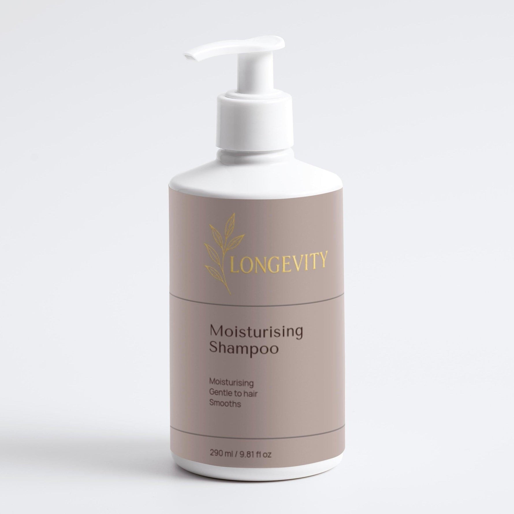 SELFNAMED Longevity Moisturising Shampoo bottle, front view showing label and 290 ml size, ideal for nourishing hair.