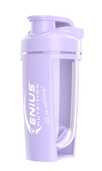 Purple G-SHAKER 500ML Genius Nutrition shaker bottle with a secure lid and mixing ball for smoothies and protein drinks.