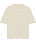 Cream oversized T-shirt by Genius Nutrition, XL size, with a relaxed fit and casual style, displayed on a flat lay.