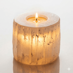 Selenite cylinder candle holder by AW Gifts, natural stone accessory with a smooth, polished surface for decorative candle display.