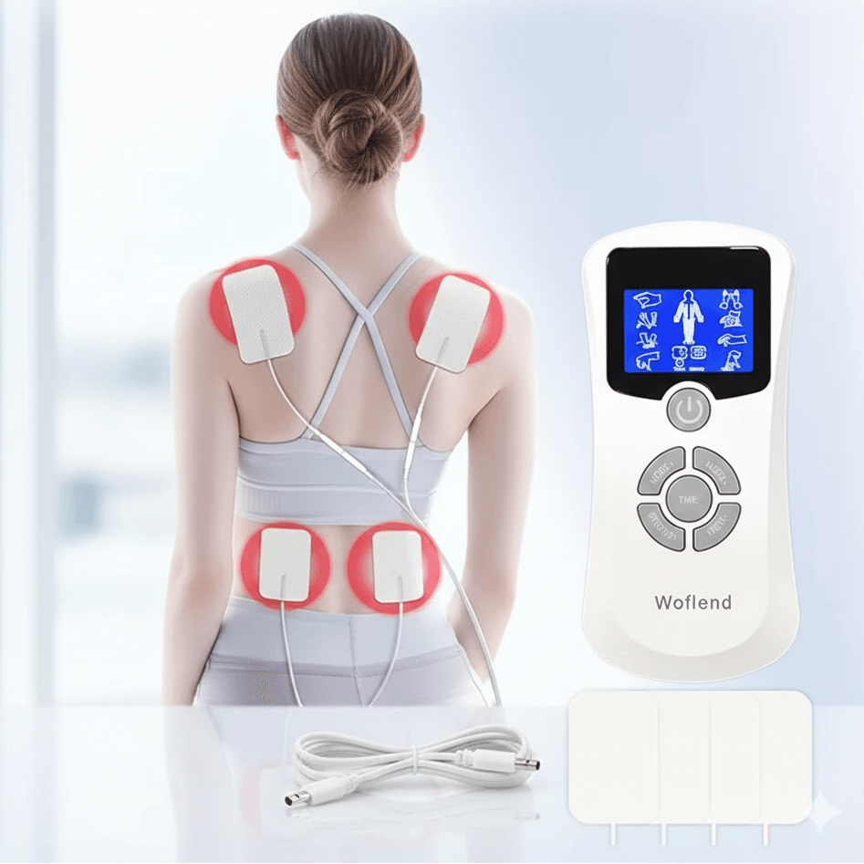 Rechargeable TEMU handheld massager with adjustable settings for portable pain relief and relaxation.