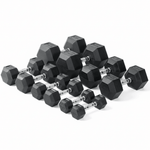 Viking Fitness VIKING PROFESSIONAL hexagon dumbbell for strength training, black cast iron with hexagon shape for stability.