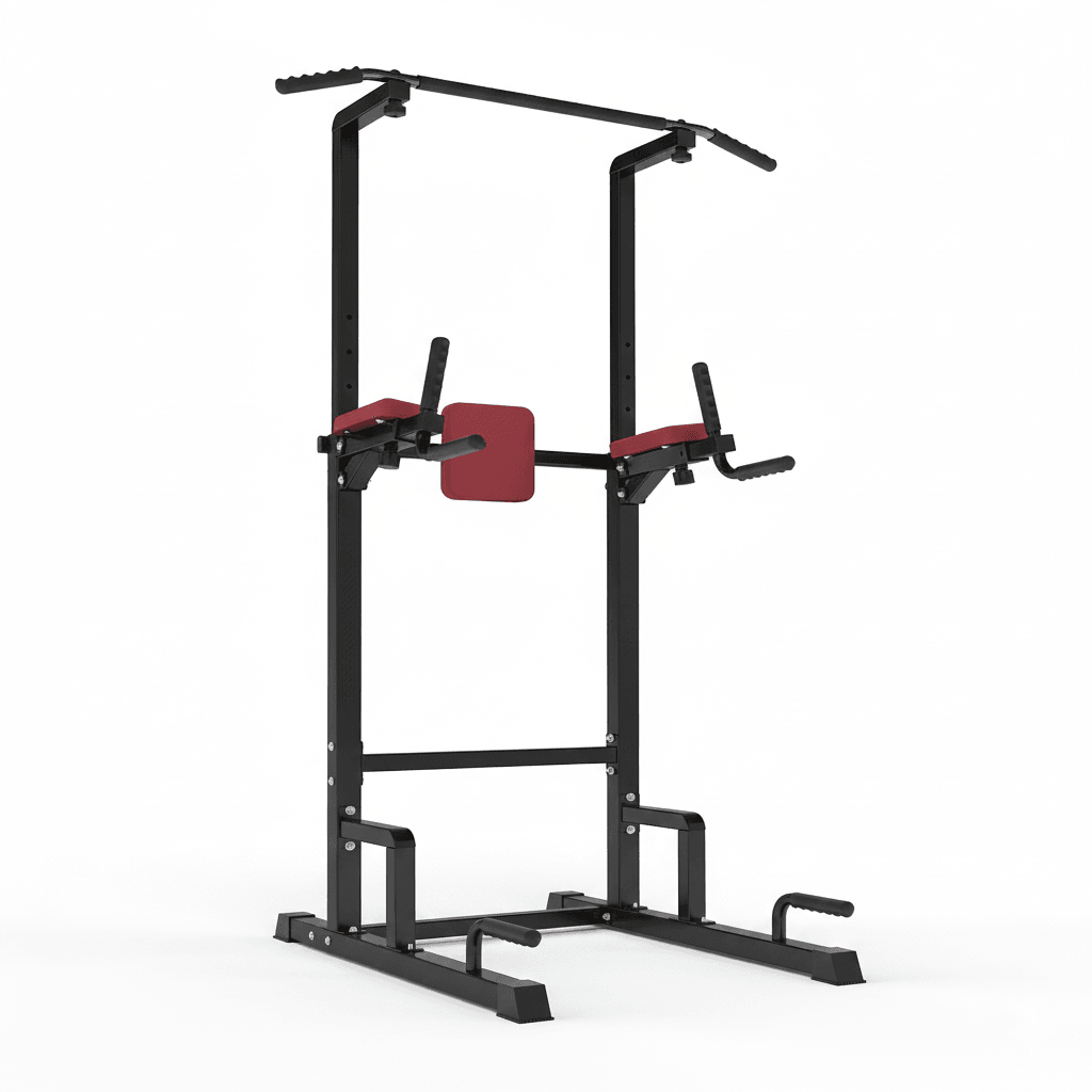VIKING FITNESS TF-01 Pull-Up and Dip Station with sturdy metal frame and multiple grip options for home workout exercises.