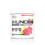 Genius Nutrition IMUNO-X5 supplement powder jar, 240g container with label, immune support formula in a resealable package.