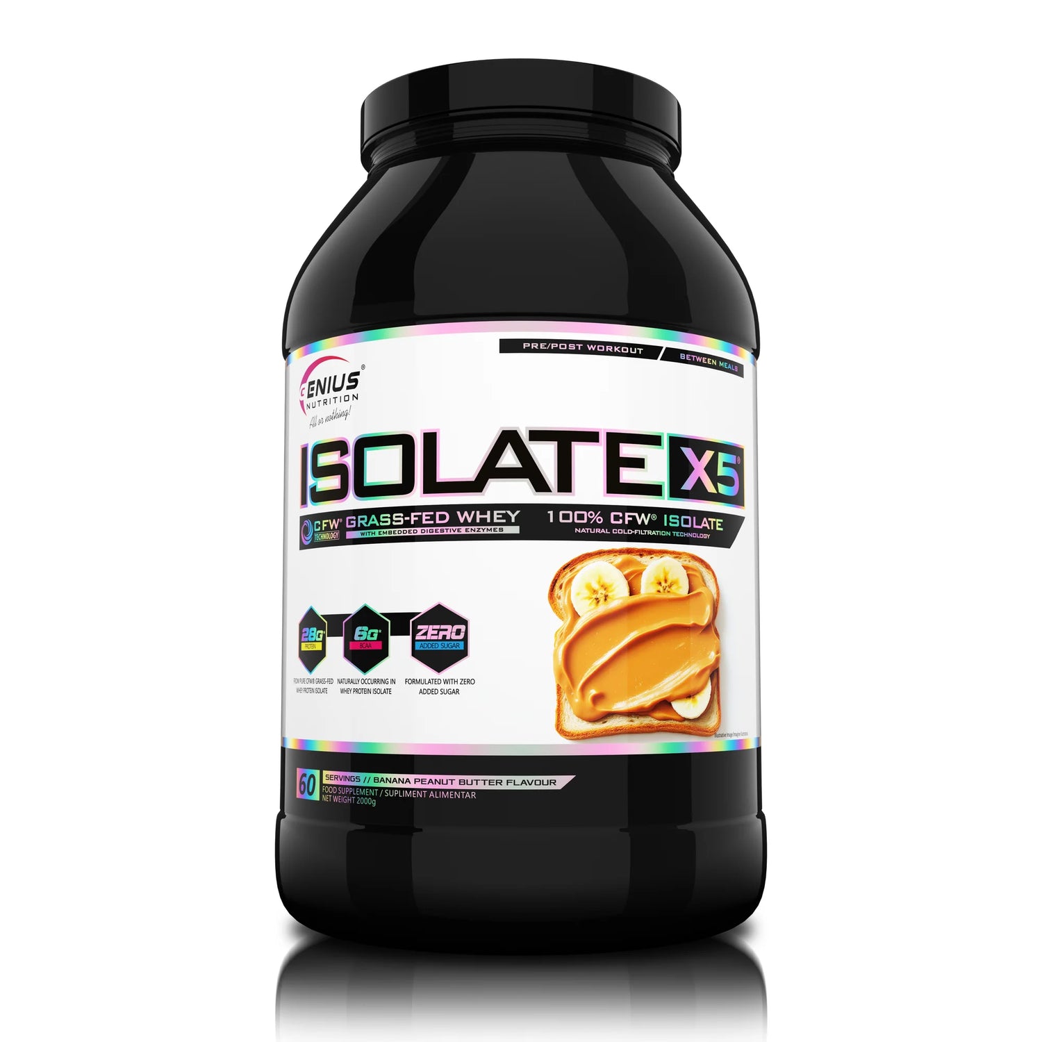 ISOLATE-X5 2000g/60μερίδες, Genius Nutrition, 2000g | 60 Μερίδες (Μπανάνα Φυστικοβούτυρο)